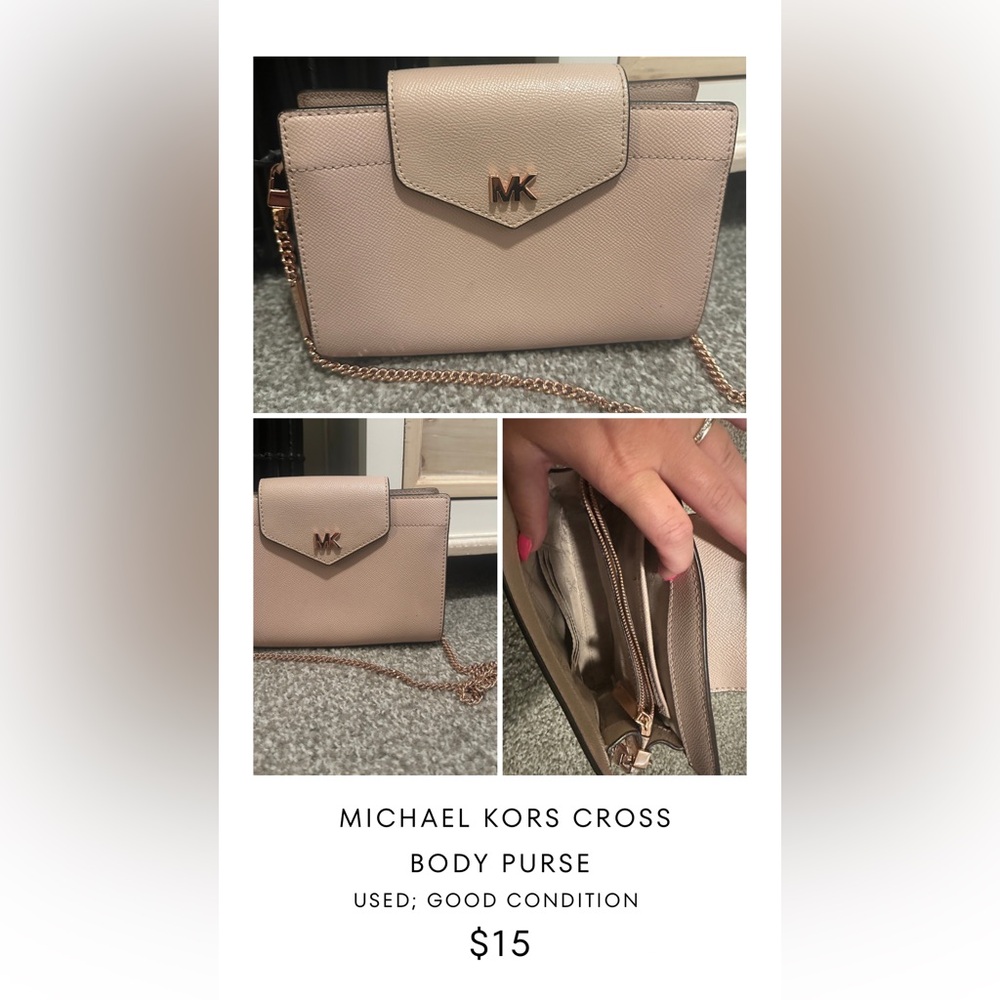 Michael Kors Beige Crossbody Bag with Gold Chain